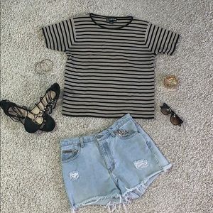 Vintage Ellen Tracy striped beige and black top